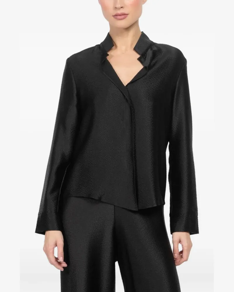 Peter Cohen open collar long-sleeved top - Schwarz Schwarz