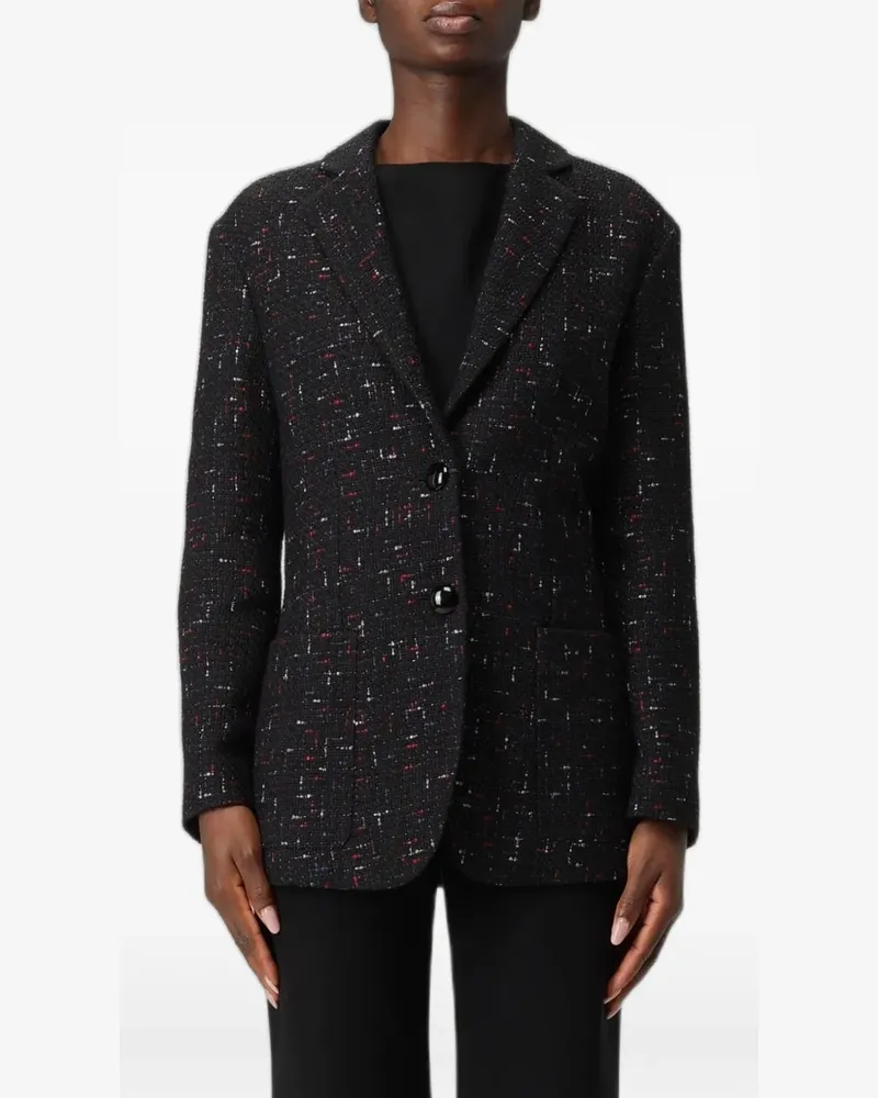 Emporio Armani tweed-effect button-fastening blazer - Schwarz Schwarz