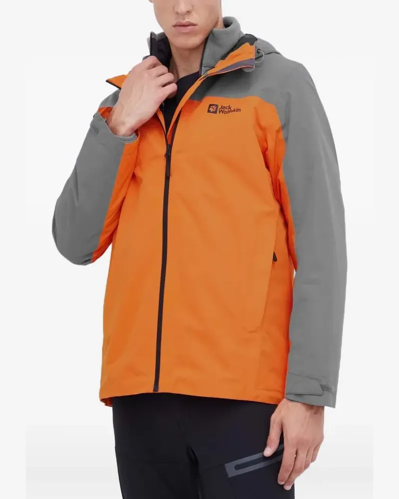 Jack Wolfskin Taubenberg Kapuzenjacke in Colour-Block-Optik - Orange Orange
