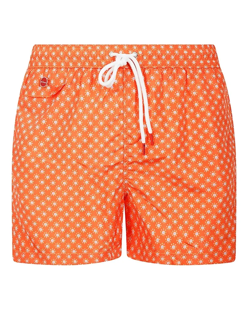 Kiton Badeshorts mit geometrischem Print - Orange Orange