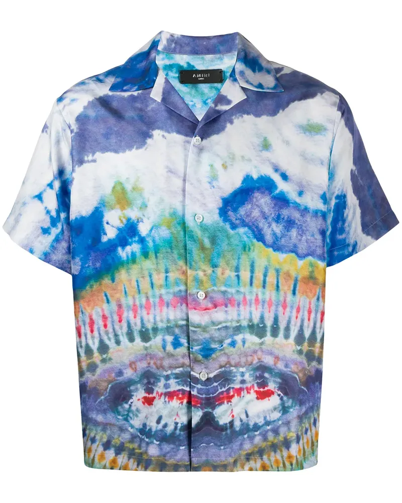 Amiri Seidenhemd mit Batikmuster - Blau Blau