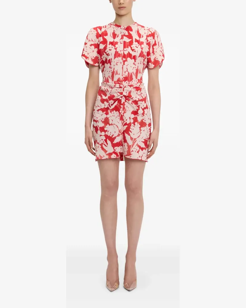 Victoria Beckham Gerafftes Kleid mit Blumen-Print - Weiß Weiß