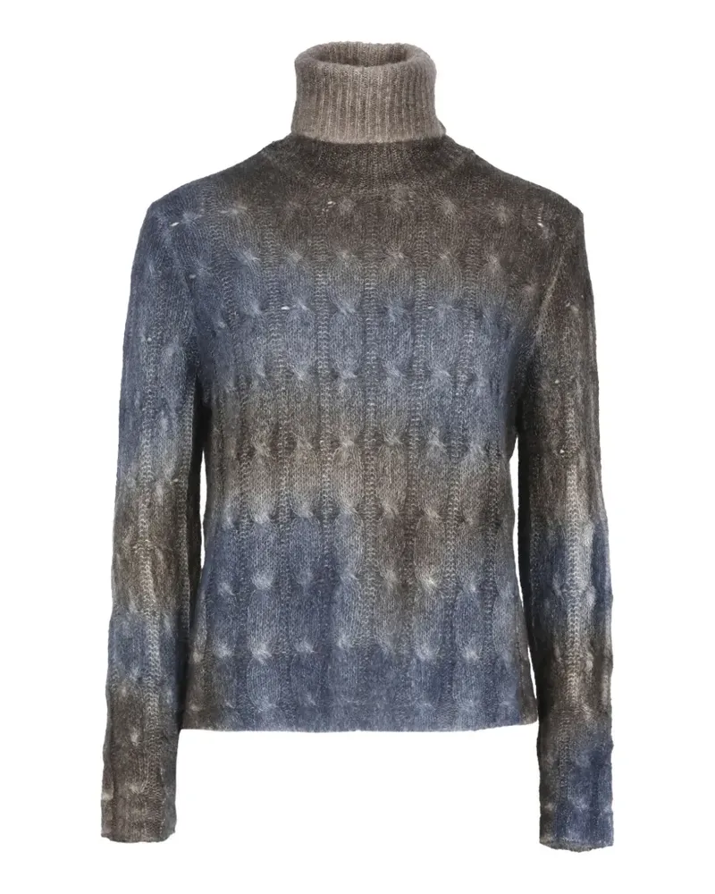 Avant Toi Rollkragenpullover mit Zopfmuster - Blau Blau