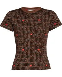 Moschino T-Shirt mit Logo-Print Braun