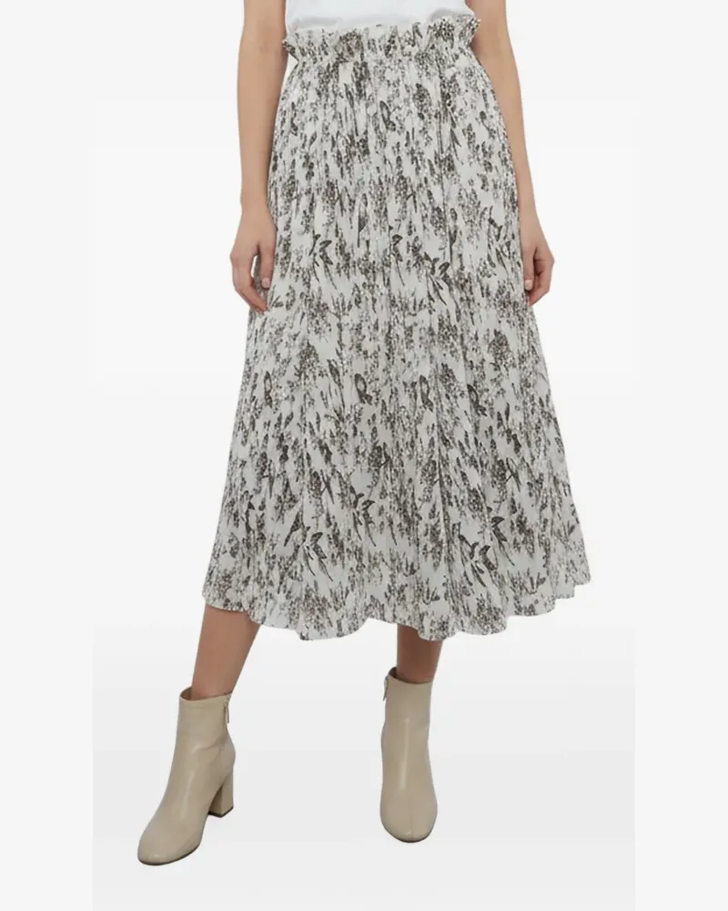 Zimmermann floral-print plissé midi skirt - Weiß Weiß
