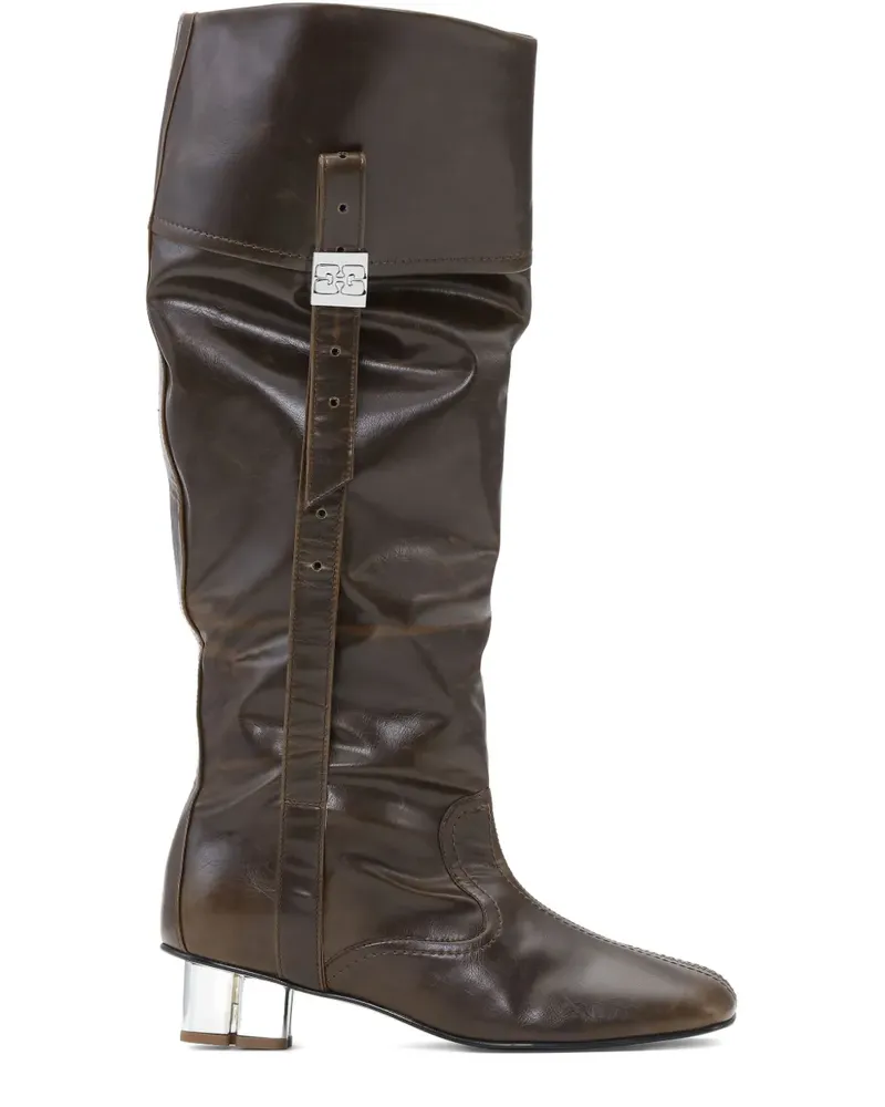 Ganni Kniehohe Stiefel mit lockerem Schnitt - Grün Grün