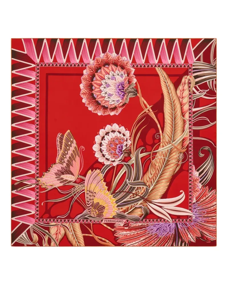 Ferragamo Schal aus Seide mit grafischem Print - Rot Rot