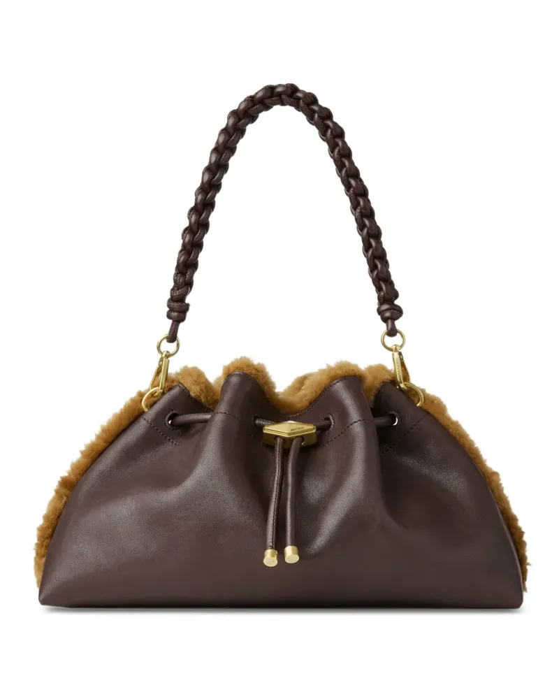 Jimmy Choo Bon Bon Schultertasche mit Shearling-Besatz - Braun Braun