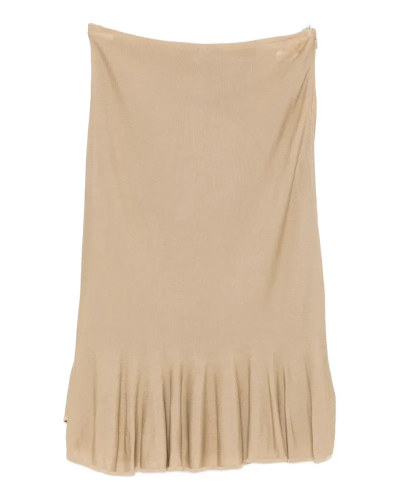 Totême fluted-hem knitted midi skirt - Nude Nude