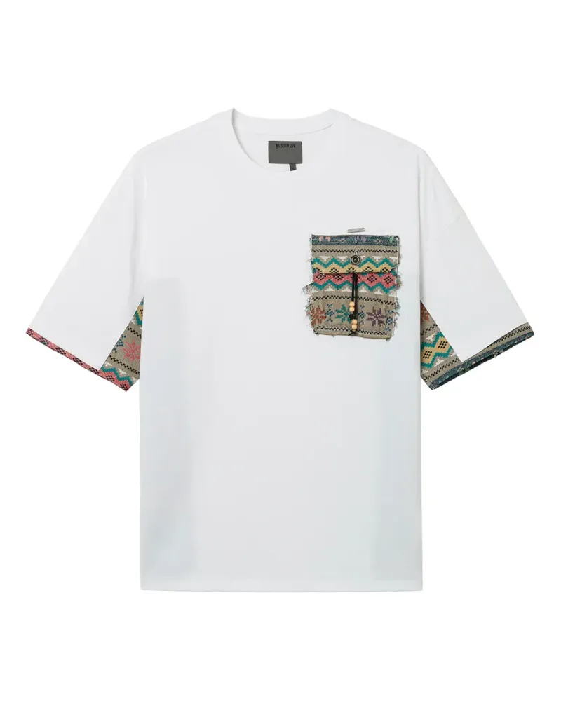 Musium Div. T-Shirt im Patchwork-Look - Weiß Weiß