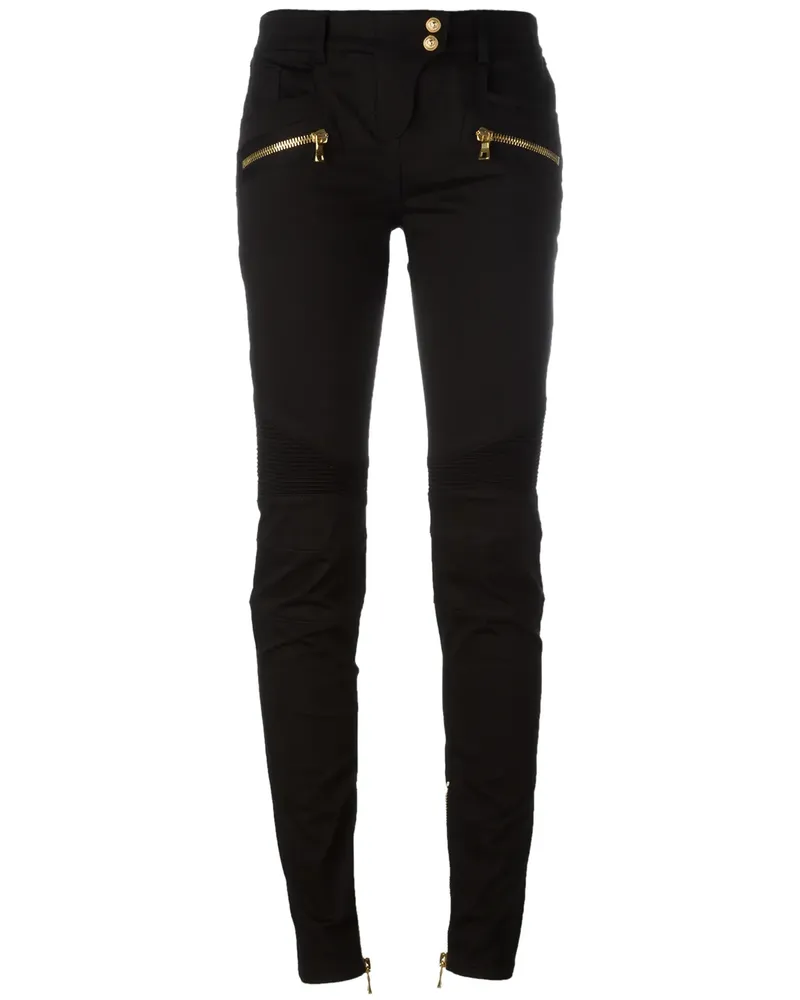 Balmain Skinny-Bikerhose - Schwarz Schwarz
