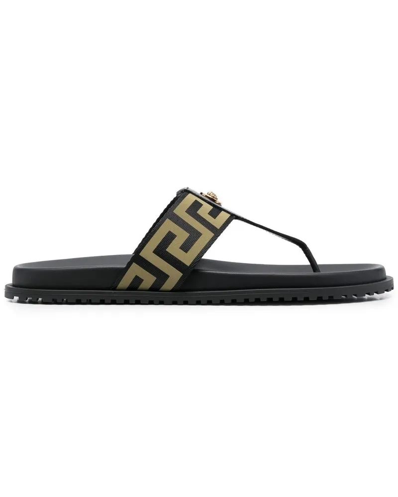 Versace Medusa Flip-Flops mit Greca-Muster Schwarz