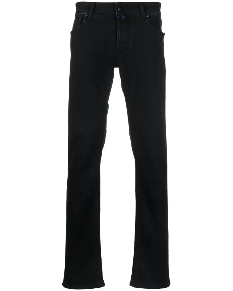 Jacob Cohën Halbhohe Slim-Fit-Jeans - Schwarz Schwarz
