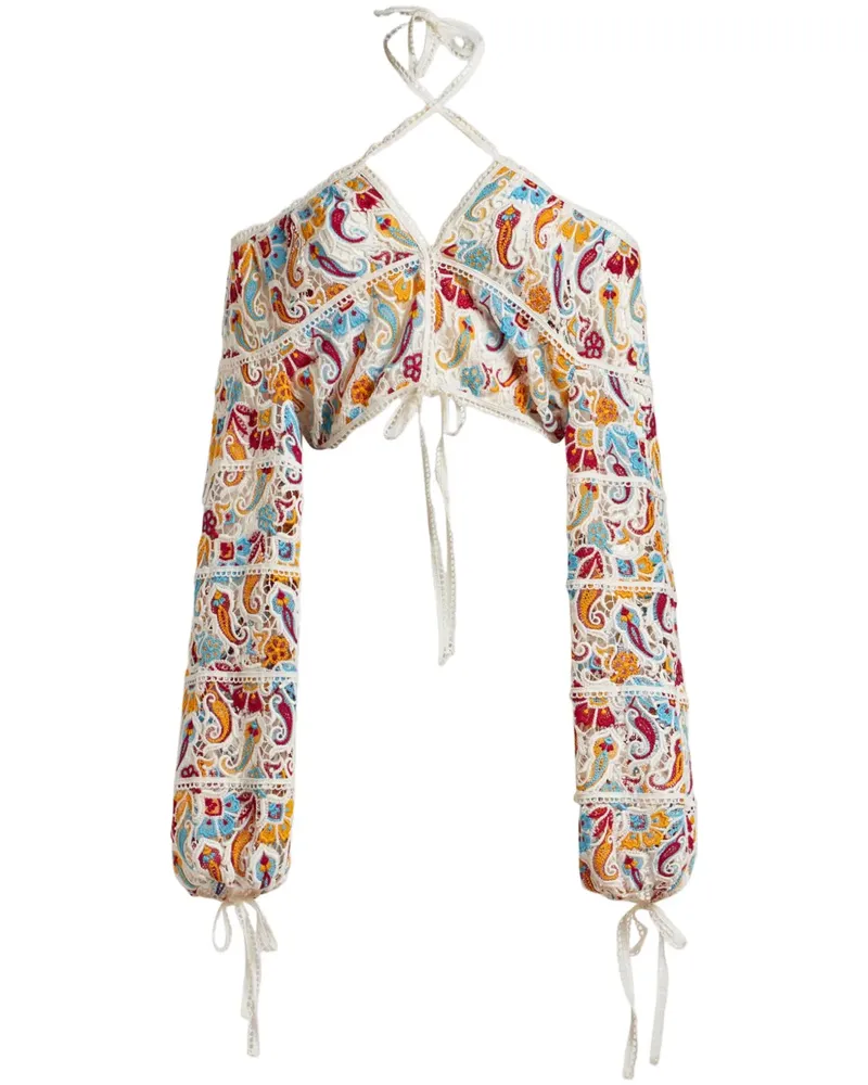 Etro Oberteil mit Paisley-Makramee - Weiß Weiß