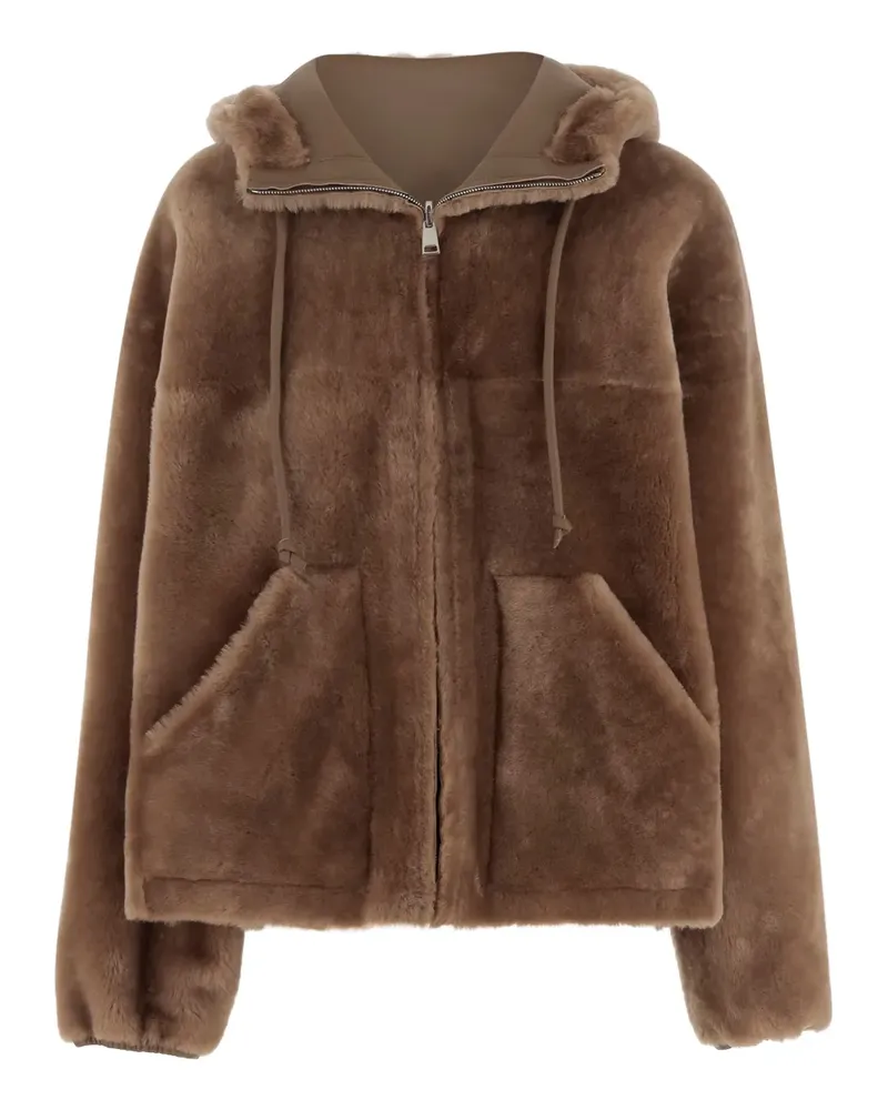 BLANCHA Kapuzenjacke aus Faux Shearling - Braun Braun
