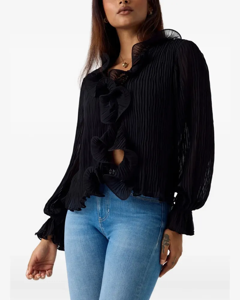 Guess chiffon ruffle blouse - Schwarz Schwarz