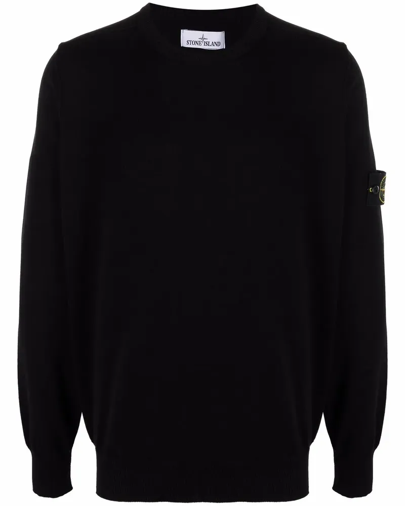Stone Island Pullover mit Kompass-Patch - Schwarz Schwarz
