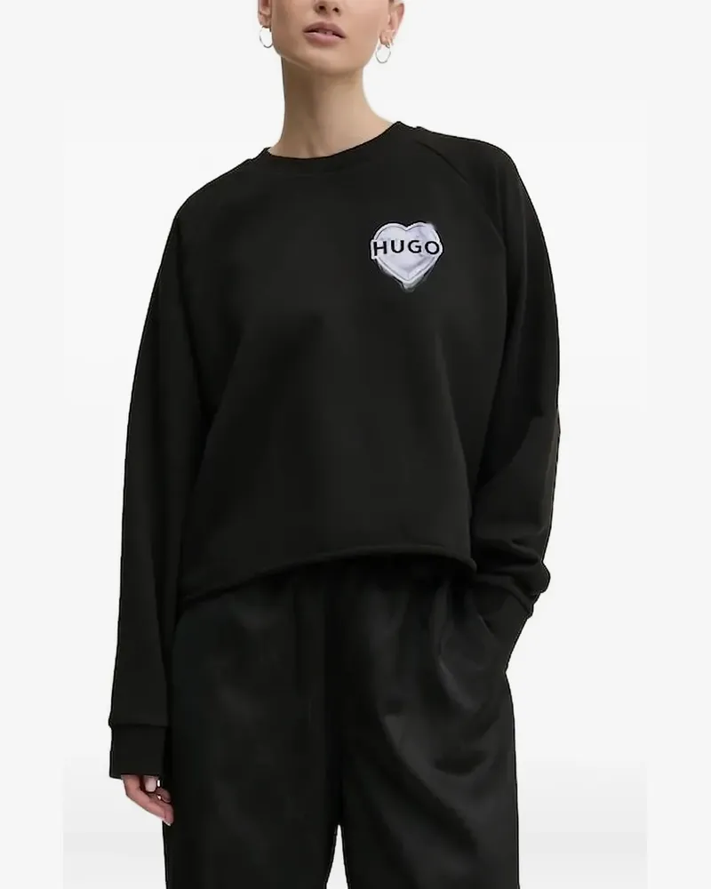 HUGO BOSS Sweatshirt mit Herz - Schwarz Schwarz