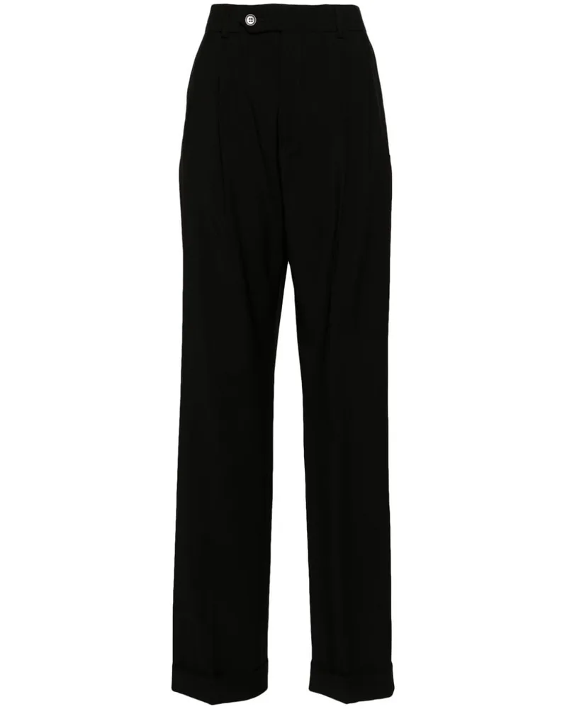 SPORTMAX Halbhohe Tapered-Hose mit Falten - Schwarz Schwarz