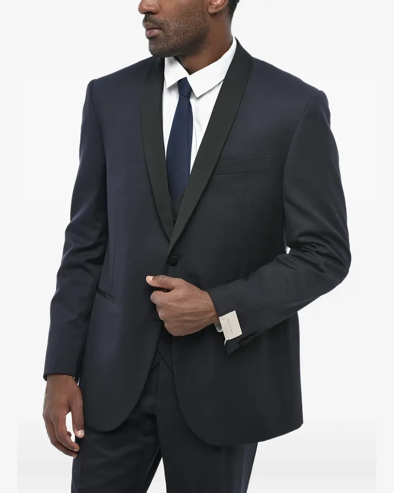 Corneliani satin-trim shawl-lapel three-piece suit - Blau Blau