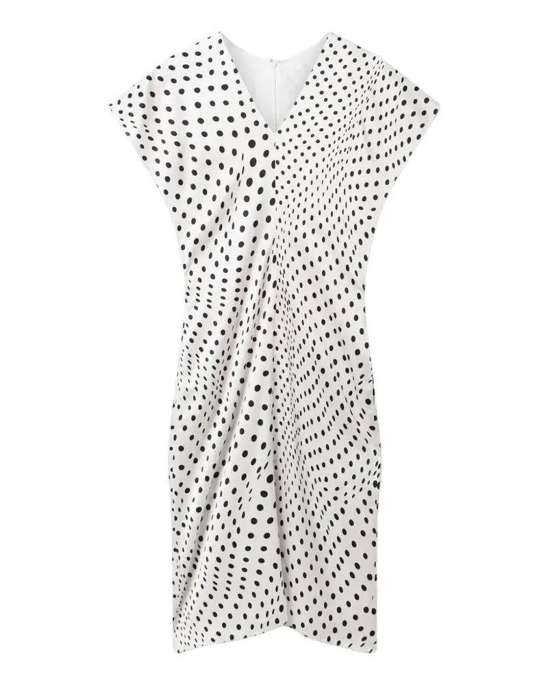 Stella McCartney Gepunktetes Kleid mit V-Ausschnitt - Weiß Weiß