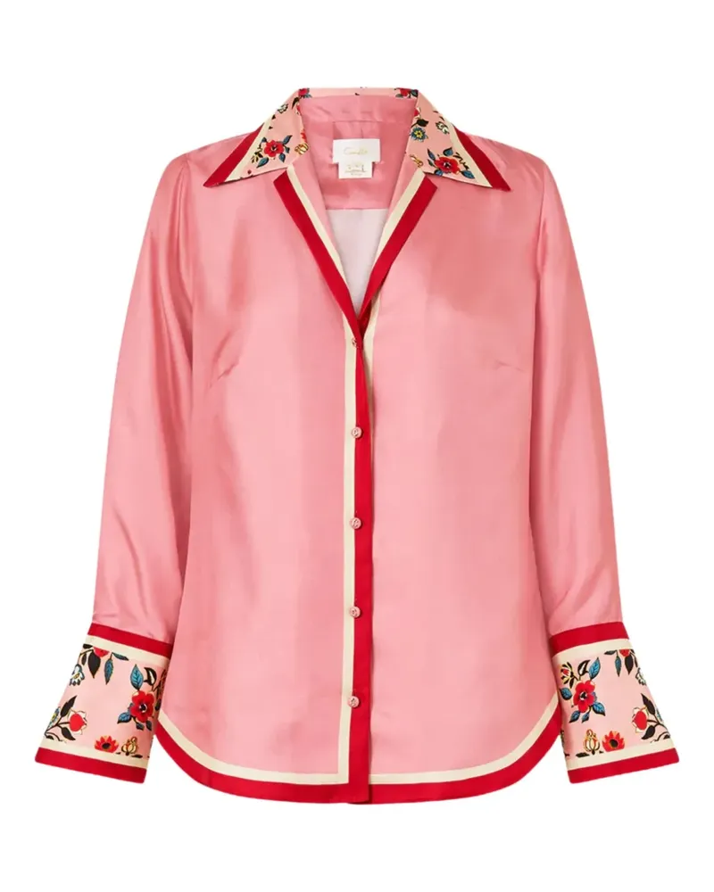 Camilla Seidenhemd mit Blumen-Print - Rosa Rosa
