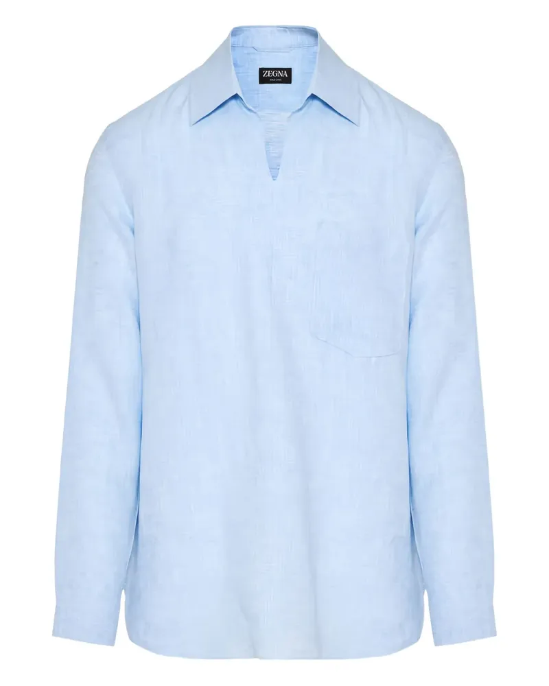 Ermenegildo Zegna Langärmeliges Hemd aus Leinen - Blau Blau