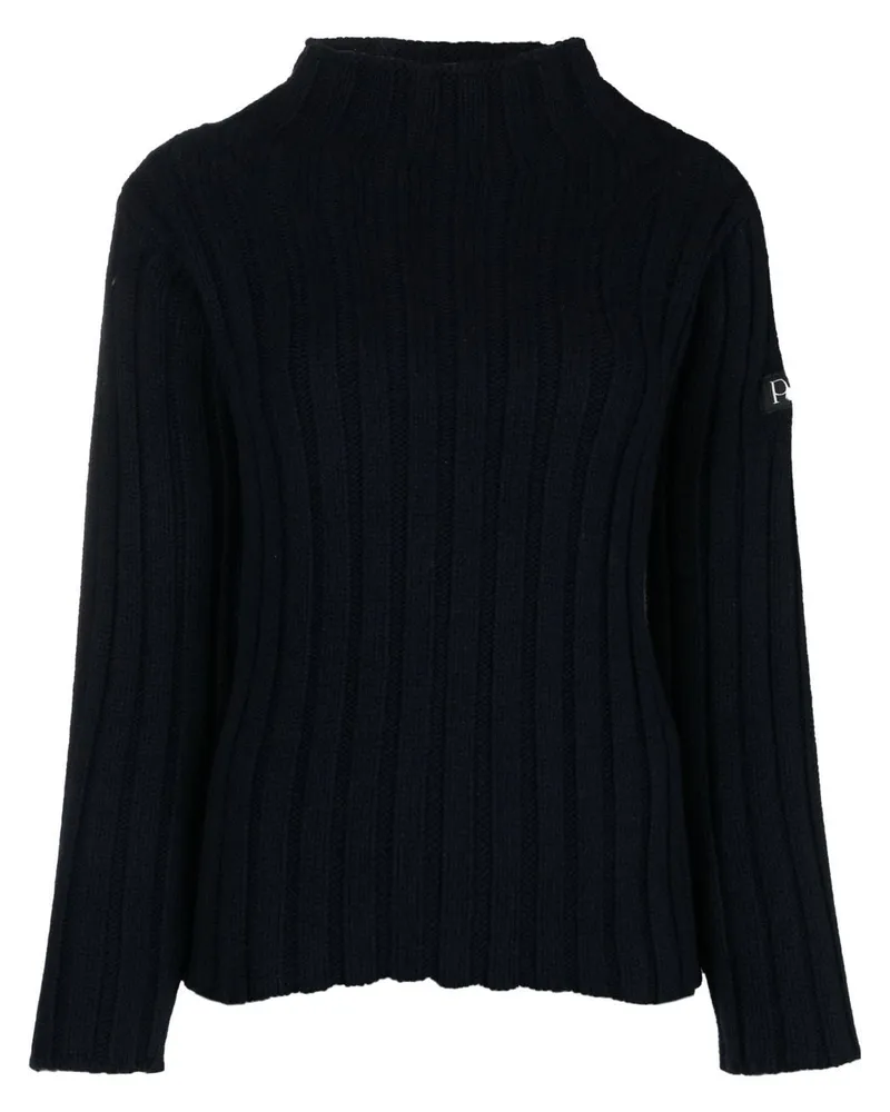 Patou Gerippter Pullover mit Logo-Patch Blau