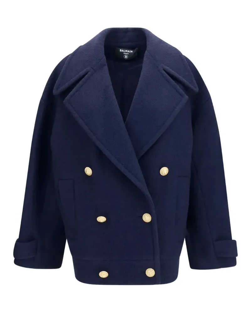 Balmain double-breasted wool coat - Blau Blau