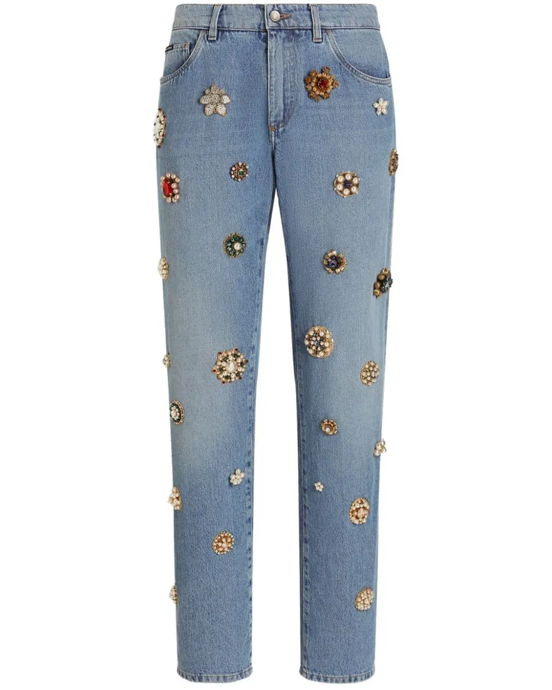 Dolce & Gabbana Straight-Leg-Jeans mit Kristallen - Blau Blau