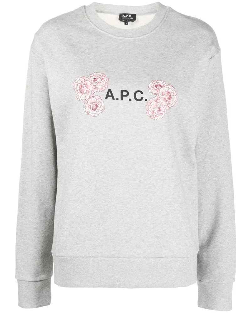 A.P.C. Sweatshirt mit Blumen-Print - Grau Grau