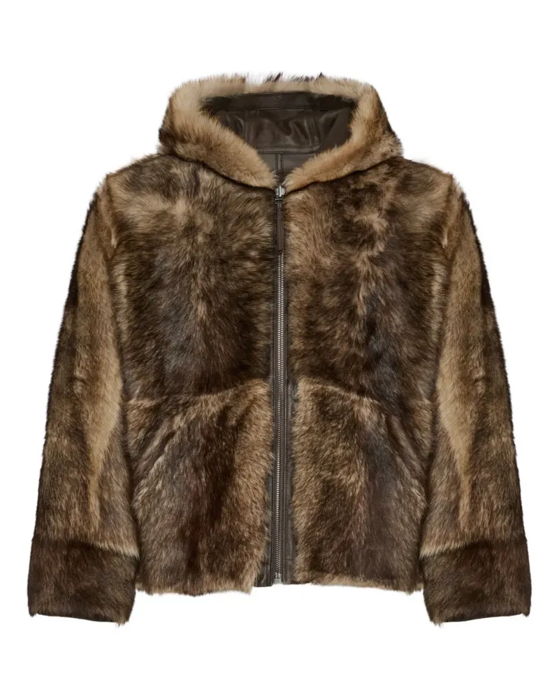 Yves Salomon Reversible Toscana Hoodie aus Lammleder - Braun Braun