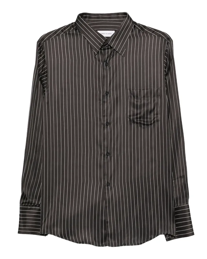 Ernest W. Baker striped pocket shirt - Schwarz Schwarz