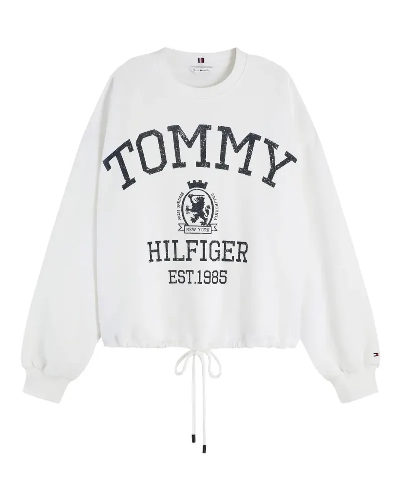 Tommy Hilfiger Crest logo-print drawstring-hem sweater - Weiß Weiß