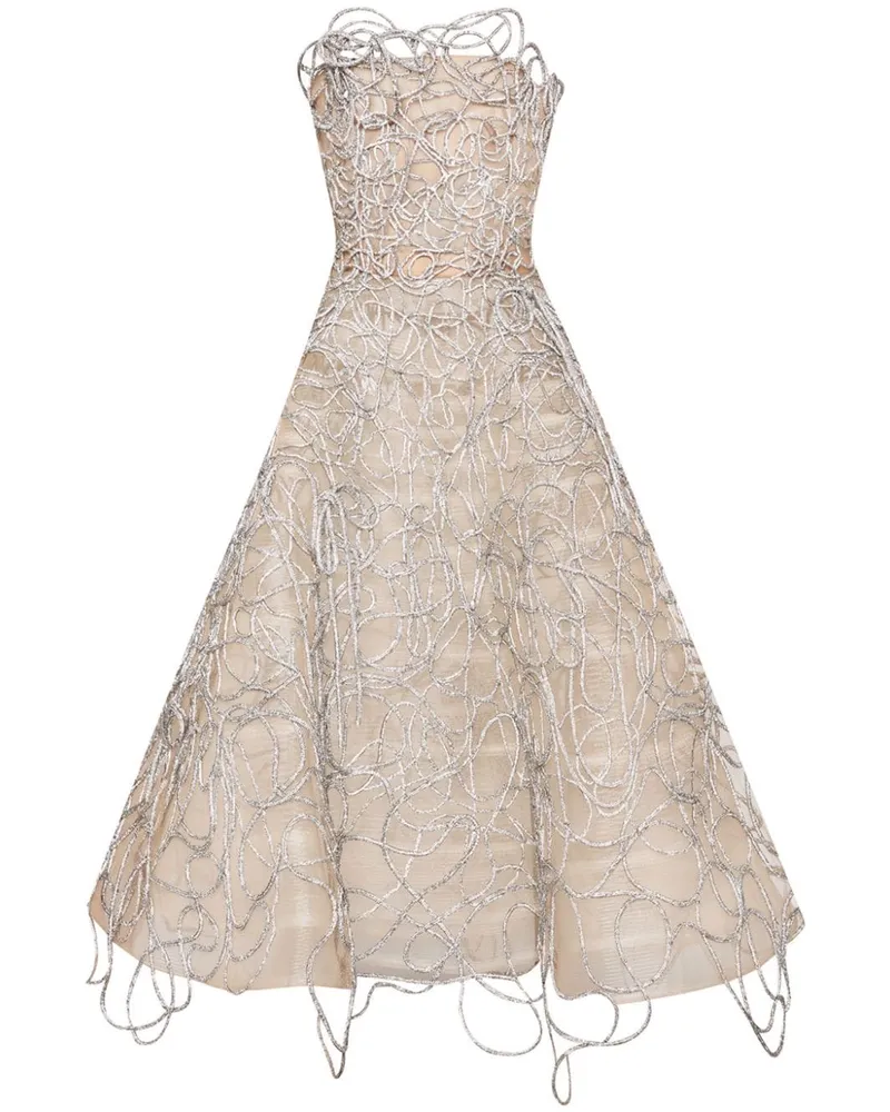 Oscar de la Renta Kordelrobe mit Kristallen - Silber Silber