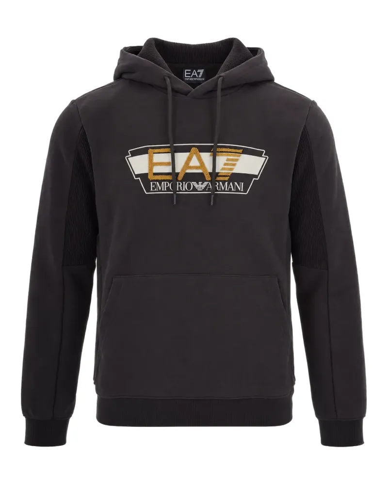 EA7 logo-embroidered hoodie - Grau Grau