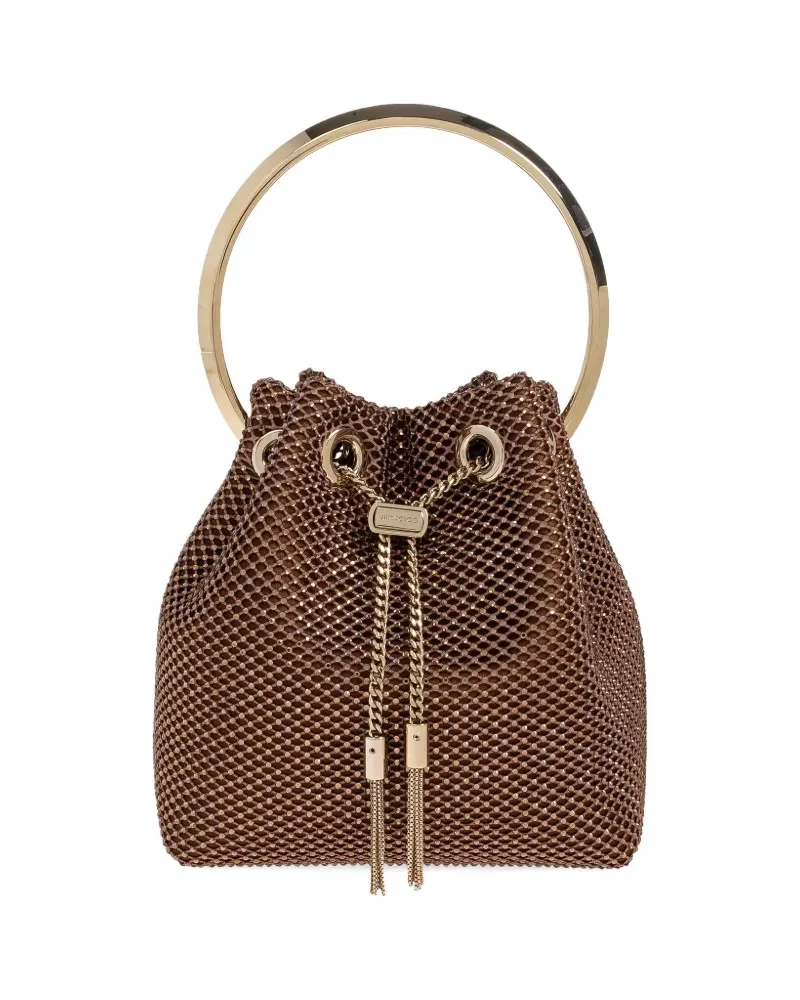 Jimmy Choo Bon Bon shimmering-mesh handbag - Braun Braun