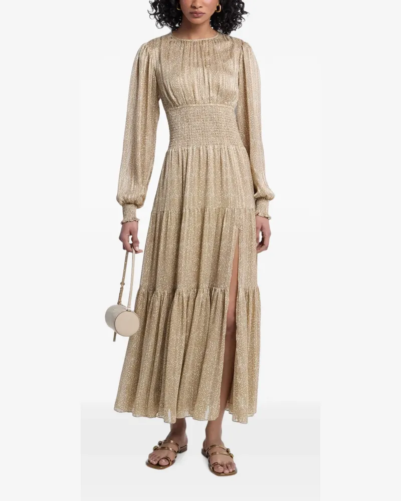 Michael Kors smocked tiered midi dress - Gold Gold