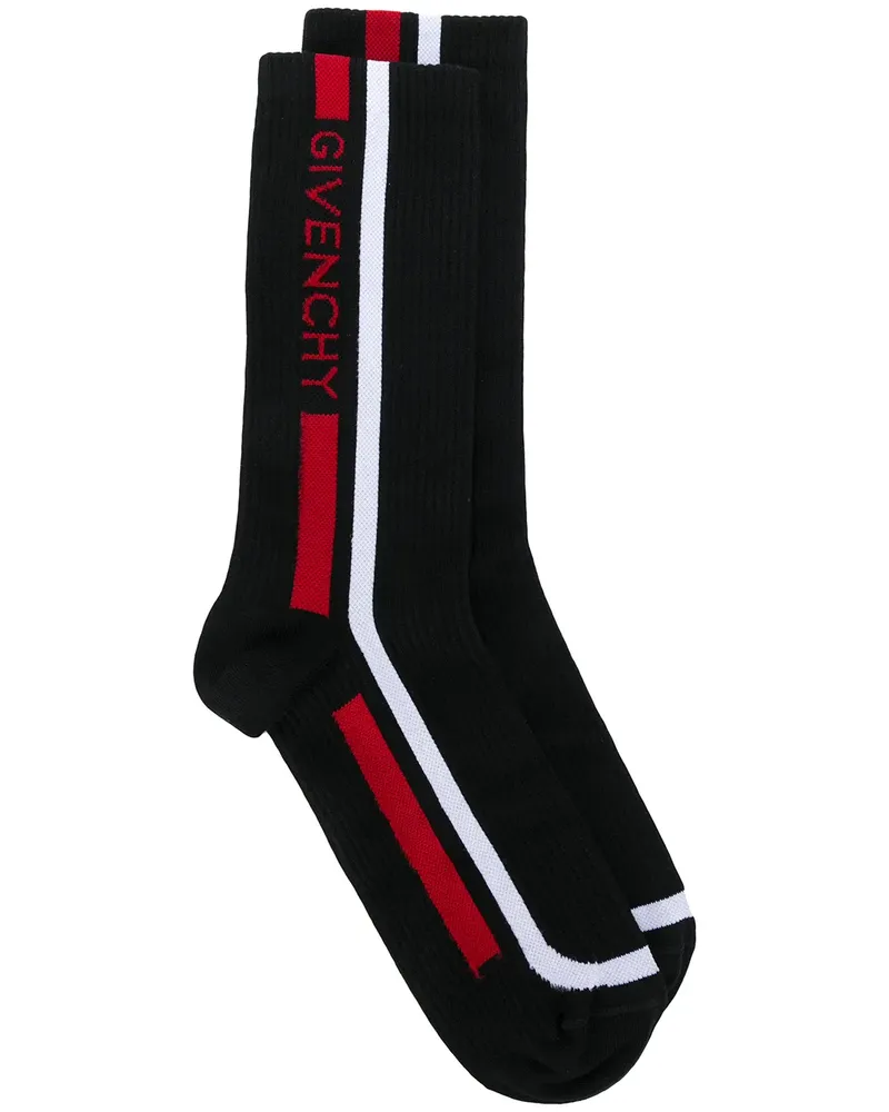 Givenchy Intarsien-Socken mit Logo-Streifen - Schwarz Schwarz