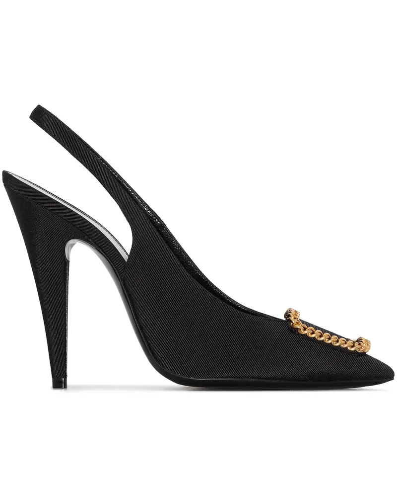 Saint Laurent Slingback-Pumps mit Kettenapplikation - Schwarz Schwarz