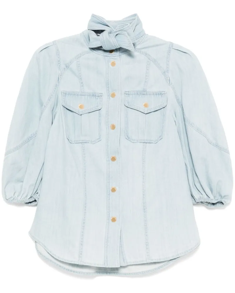 Zimmermann Acacia Jeans-Bluse mit Laterne - Blau Blau