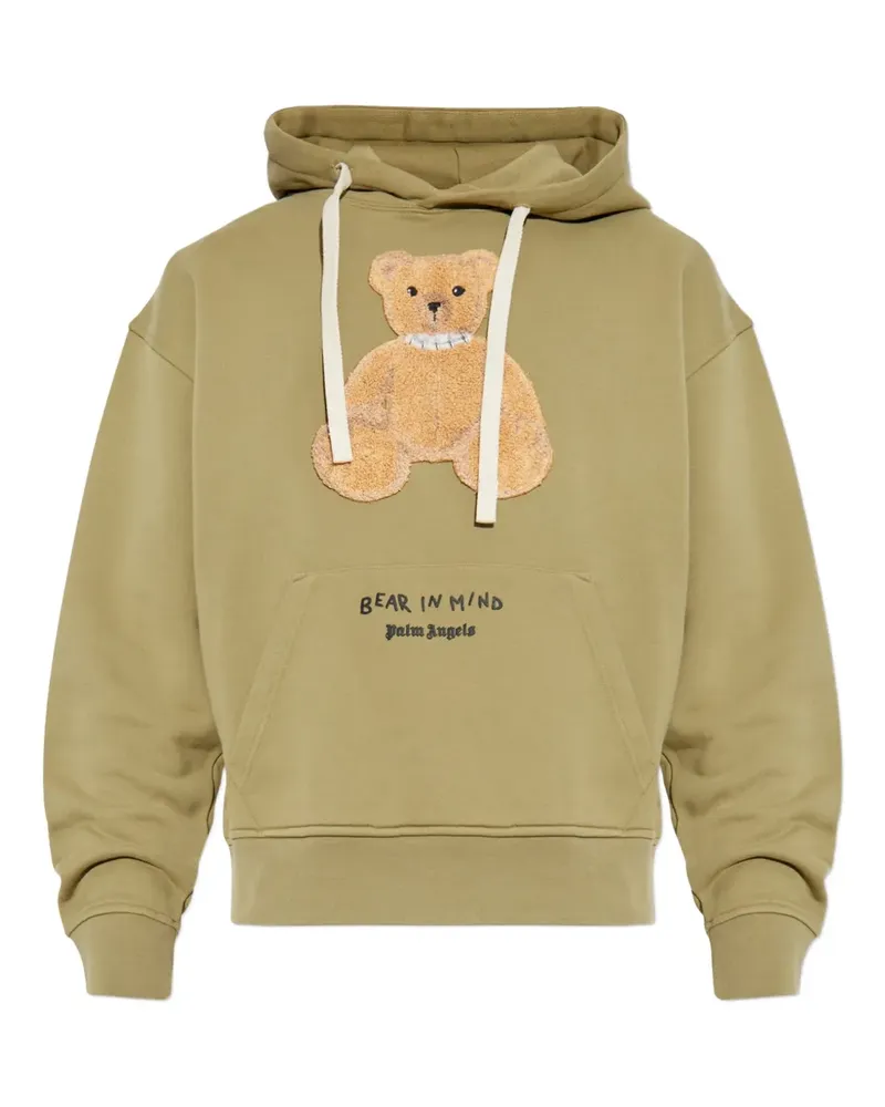 Palm Angels teddy-appliqué hoodie - Grün Grün