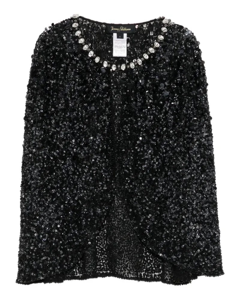 Jenny Packham Kurzes Cape mit Pailletten - Schwarz Schwarz