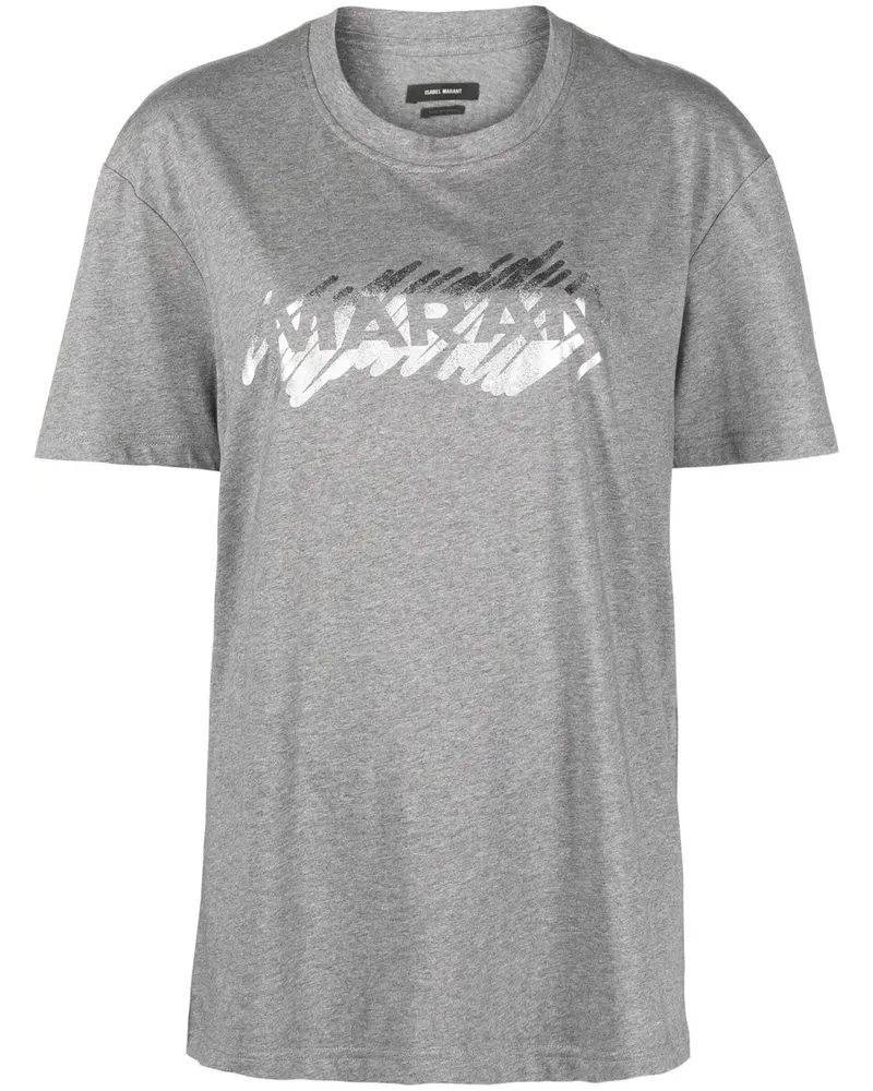 Isabel Marant T-Shirt aus Bio-Baumwolle mit Logo-Print - Grau Grau