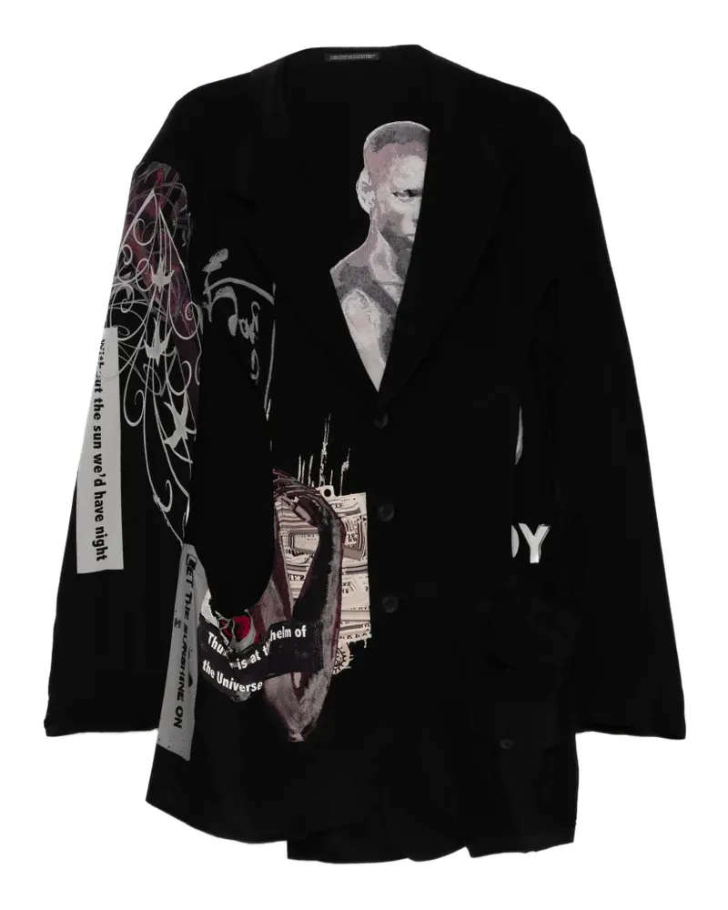 Yohji Yamamoto Asymmetrischer Mantel - Schwarz Schwarz