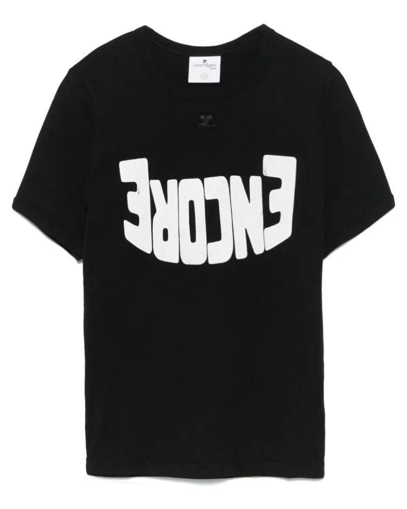Courrèges T-Shirt mit Slogan-Print - Schwarz Schwarz