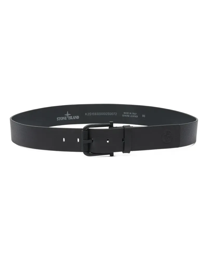 Stone Island logo-embossed leather belt - Schwarz Schwarz