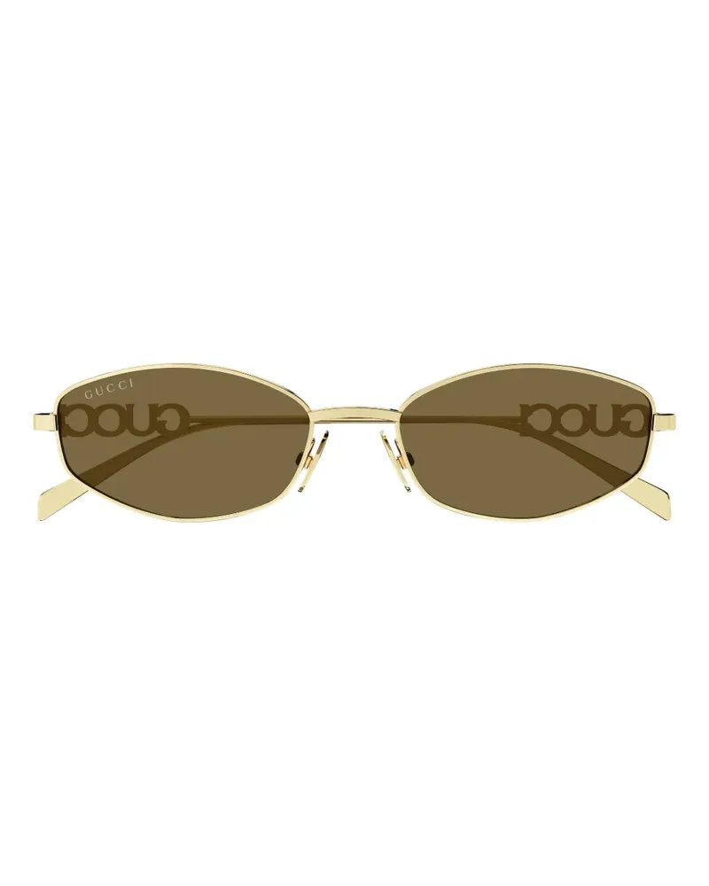 Gucci Sonnenbrille mit ovalem Gestell - Gold Gold