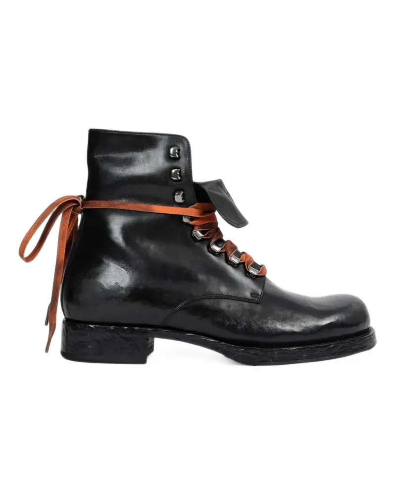 Prada leather laced booties - Schwarz Schwarz