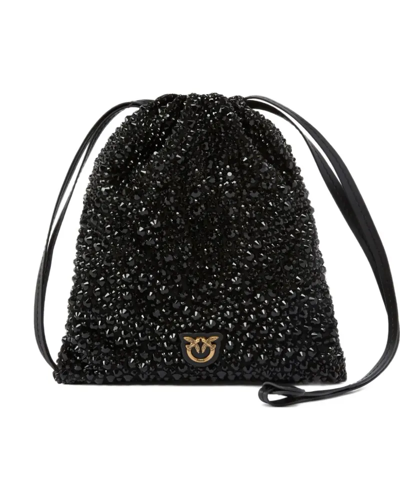 Pinko Clutch mit verziertem Schlagringgriff - Schwarz Schwarz